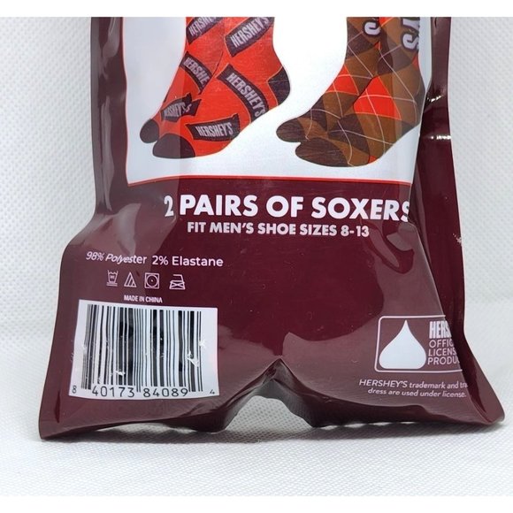 Swag Hershey's Milk Chocolate Retro Crew Socks - 2 Pairs, Men's Shoe Sizes 8-13 - Picture 7 of 9